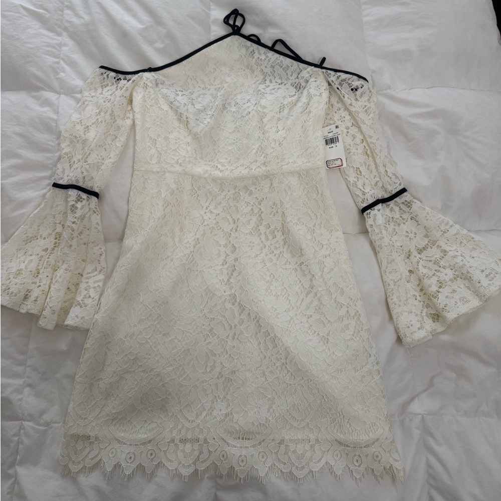 Cream Lace Off-Shoulder Dress